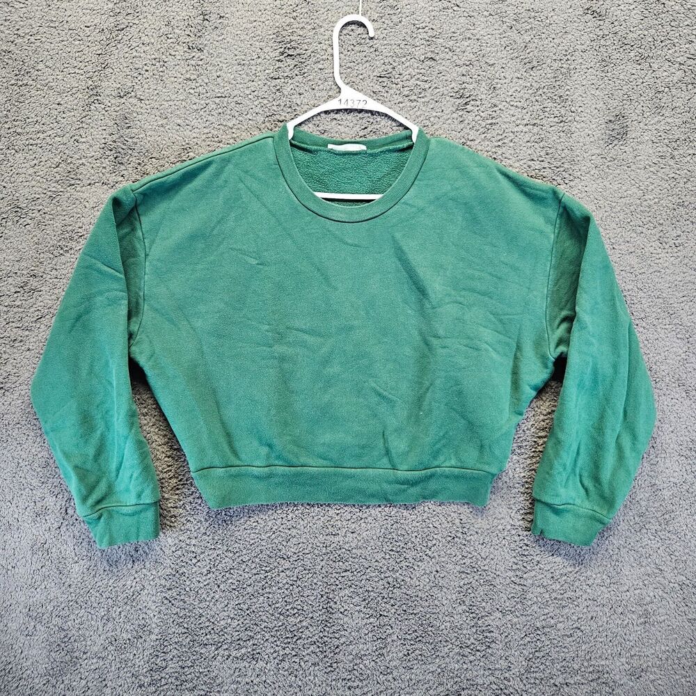 Reformation Jeans Sweatshirt Womens Size XL Green Cropped‎ Crewneck Pullover